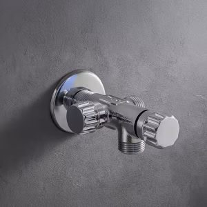 محبس زاوية نحاس 1/2X1/2" كروم 2خط 2فتحه توكو