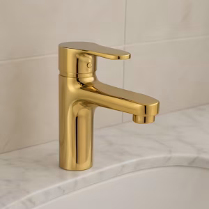Toco Single-Hole Basin Mixer with Pop-Up Waste, Gold