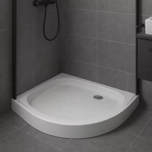 White Acrylic Corner Shower with Panel, 70 × 70 cm