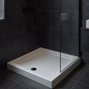 White Acrylic Shower Tray with Panel, 90 × 90 cm