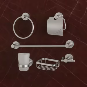 Rancy Heavy Aluminum Bathroom Accessories Set, 6 Pieces, Chrome