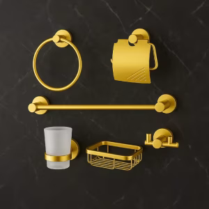 Rancy Heavy Aluminum Bathroom Accessories Set, 6 Pieces, Gold