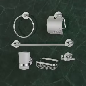 Rancy Heavy Aluminum Bathroom Accessories Set, 6 Pieces, Silver
