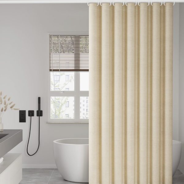 Beige Polyester Shower Curtain, 180 × 180 cm (China)