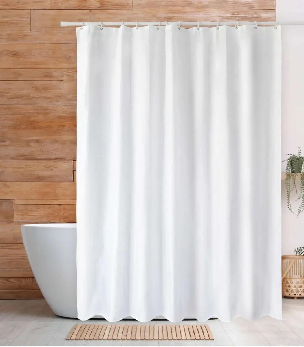 White Polyester Shower Curtain, 180 × 180 cm (China)