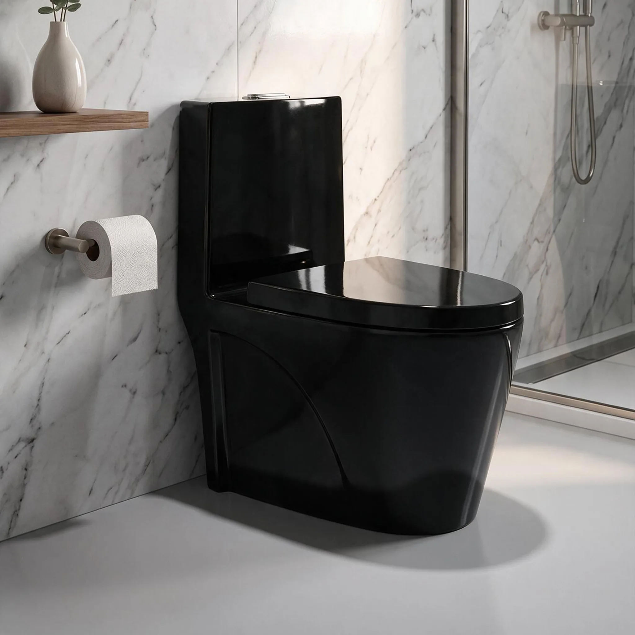 Toilet, Black, 680 × 385 × 60 mm (China) by MAJOR