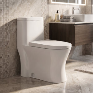 Toilet 3893, White, with Cover and Fittings (China)