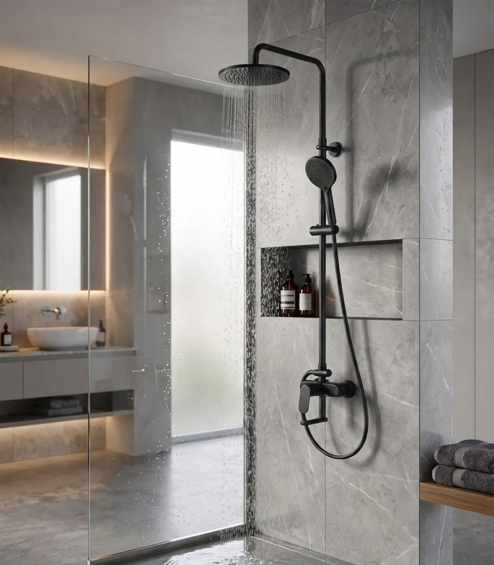 Round Hand Shower Set 43106-BK, Black by RANCY