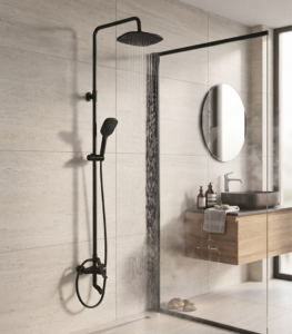 TEL SHOWER SET WITH MIXER   SQUARE BLACK 41106-BK